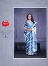 Sky Blue Apple Indigo Pure Linen Professional Look Saree 102